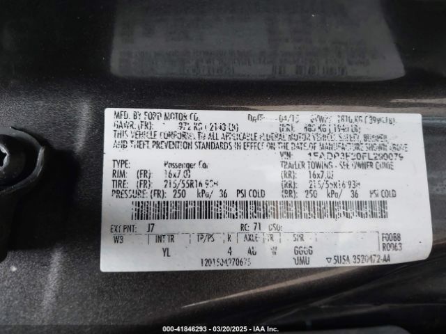1FADP3F20FL290079 Ford FOCUS SE