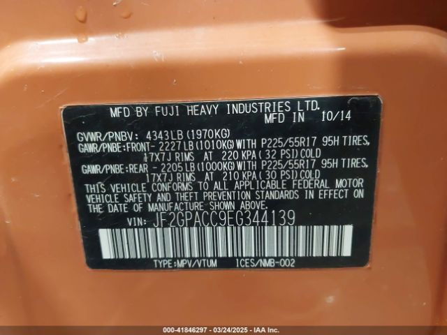 JF2GPACC9EG344139 Subaru Xv Crosstrek 2.0i Premium