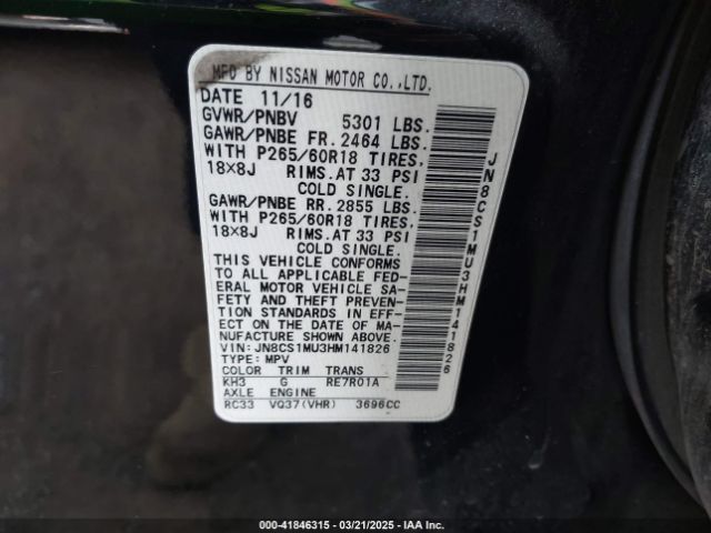 2017 INFINITI QX70 JN8CS1MU3HM141826 Photo 8