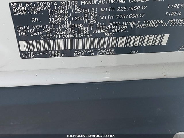 Toyota RAV4 LE 2022 2T3G1RFV0NW308484 Image 9