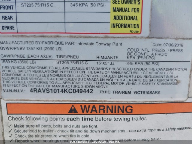 Interstate West Interstate West Corp 2019 4RAVS1014KC049442 Image 9
