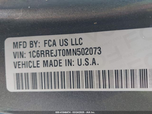 1C6RREJT0MN502073 RAM 1500 Laramie  4x2 5'7 Box