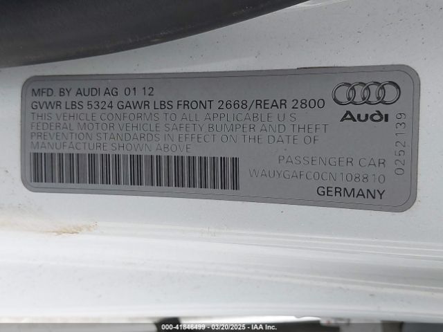 2012 AUDI A7 WAUYGAFC0CN108810 Photo 8