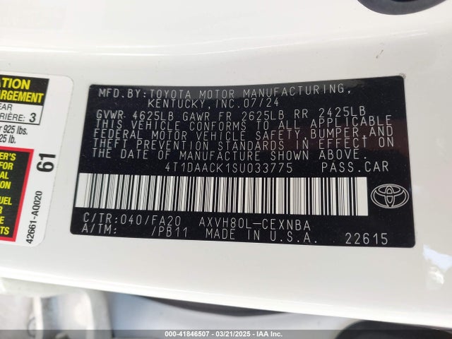 Toyota CAMRY LE 2025 4T1DAACK1SU033775 Image 9