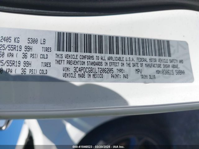 3C4PDCGB1LT206205 Dodge Journey Crossroad