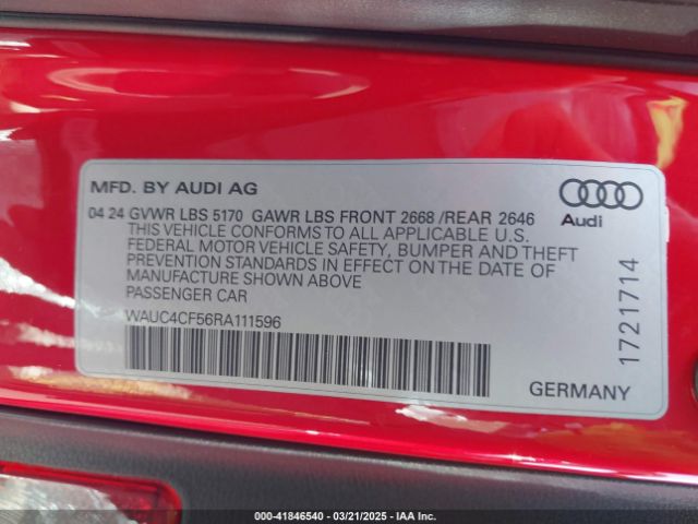 2024 AUDI S5 SPORTBACK WAUC4CF56RA111596 Photo 8