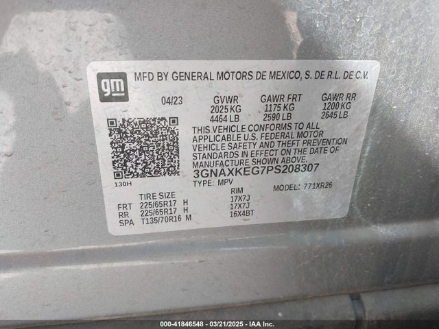 3GNAXKEG7PS208307 Chevrolet Equinox Fwd Lt