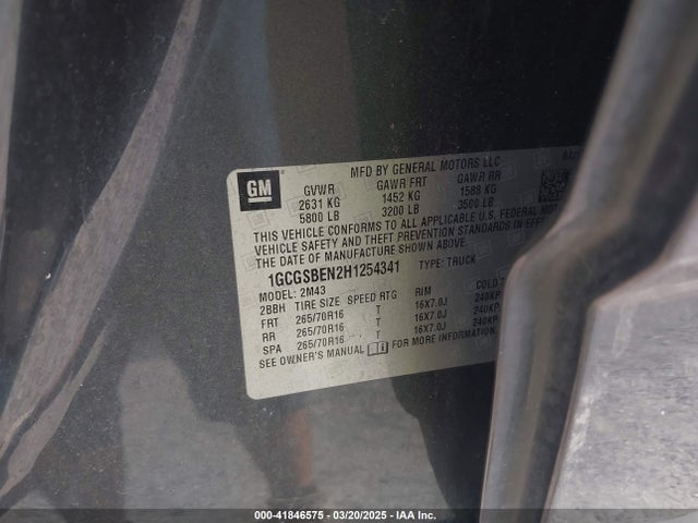 1GCGSBEN2H1254341 Chevrolet Colorado Wt