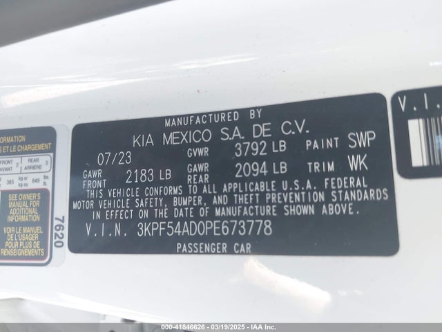 3KPF54AD0PE673778 KIA Forte Gt-line