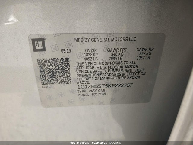 1G1ZB5ST5KF222757 Chevrolet Malibu 1ls
