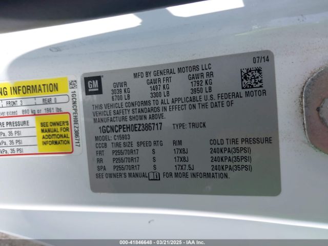 1GCNCPEH0EZ386717 Chevrolet Silverado 1500 Work Truck 1wt