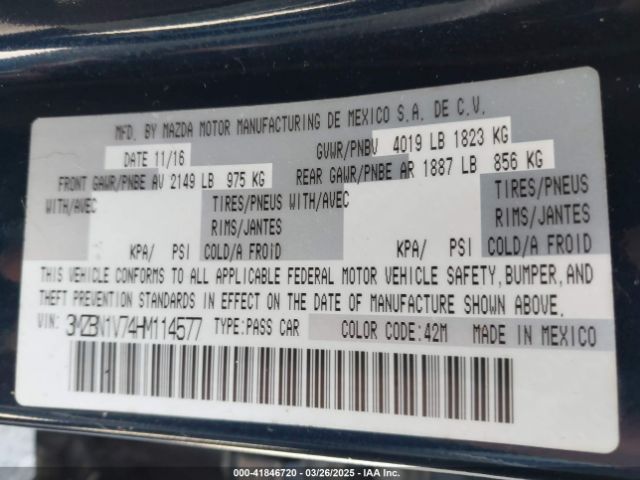 3MZBN1V74HM114577 Mazda Mazda3 Touring