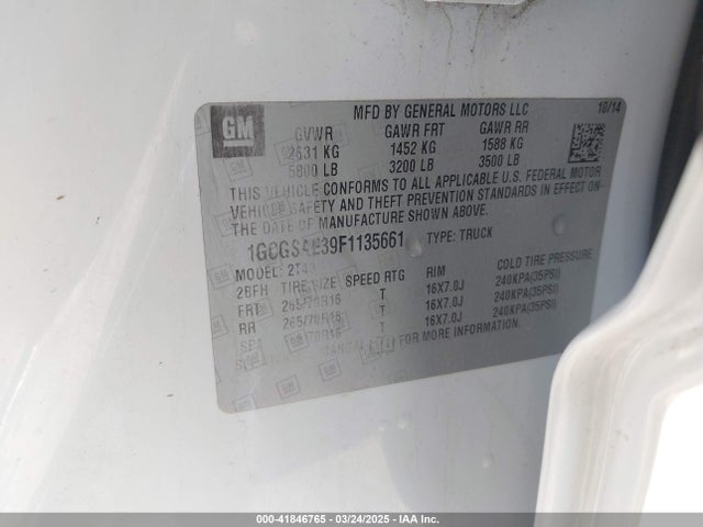 1GCGSAE39F1135661 Chevrolet Colorado Wt