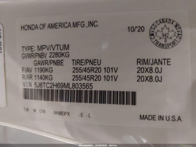 2021 ACURA RDX 5J8TC2H69ML803565 Photo 8