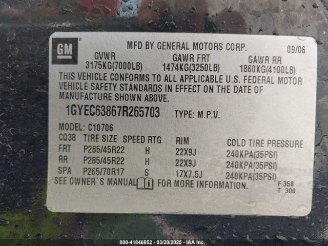 2007 CADILLAC ESCALADE 1GYEC63867R265703 Photo 8