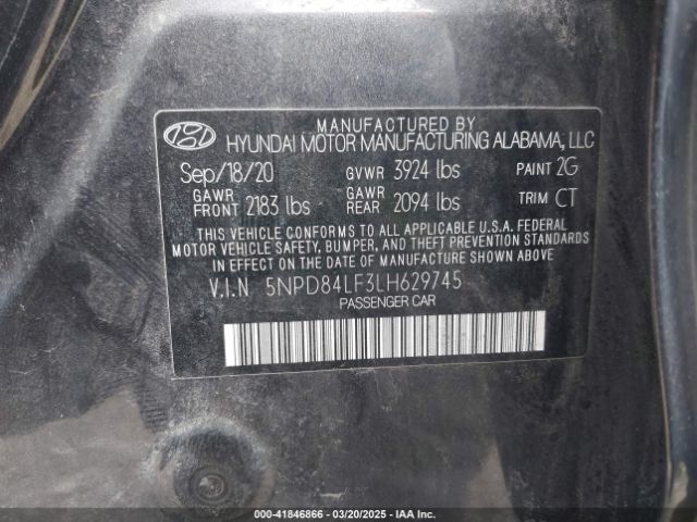 5NPD84LF3LH629745 Hyundai Elantra Value Edition