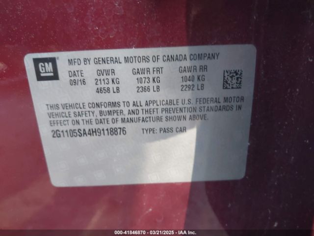 2G1105SA4H9118876 Chevrolet IMPALA 1LT