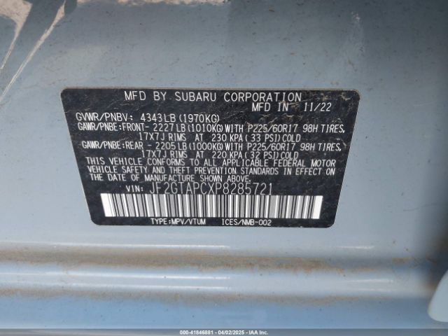 JF2GTAPCXP8285721 Subaru Crosstrek Premium