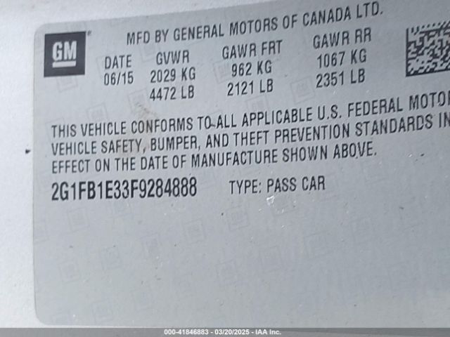 2G1FB1E33F9284888 Chevrolet Camaro 2ls