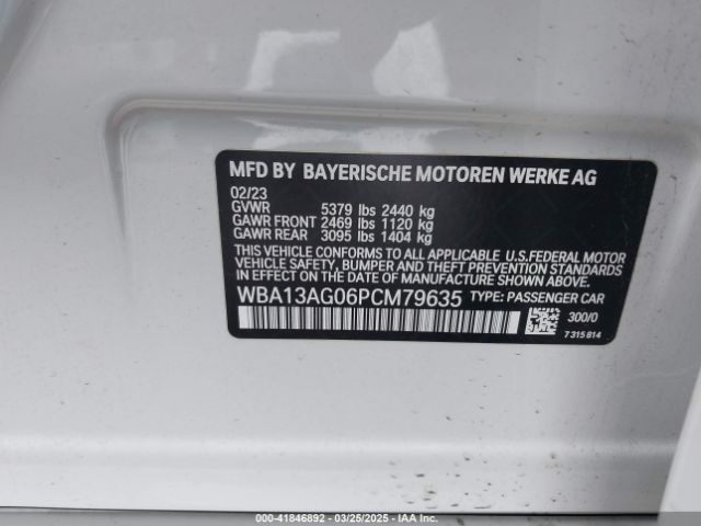 WBA13AG06PCM79635 BMW 530e
