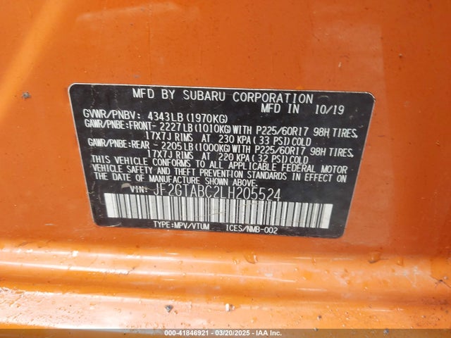 Subaru Crosstrek 2020 JF2GTABC2LH205524 Image 9