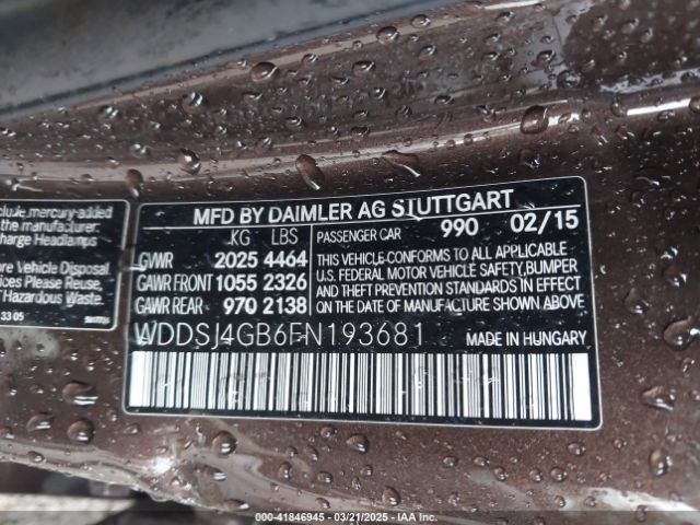WDDSJ4GB6FN193681 Mercedes-Benz CLA 250 4MATIC