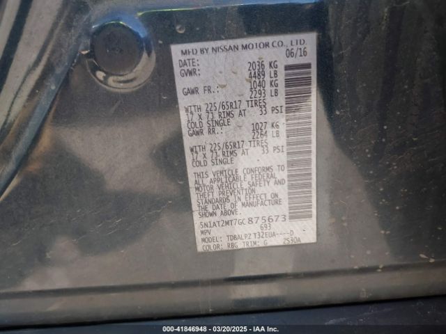 5N1AT2MT7GC875673 Nissan ROGUE S