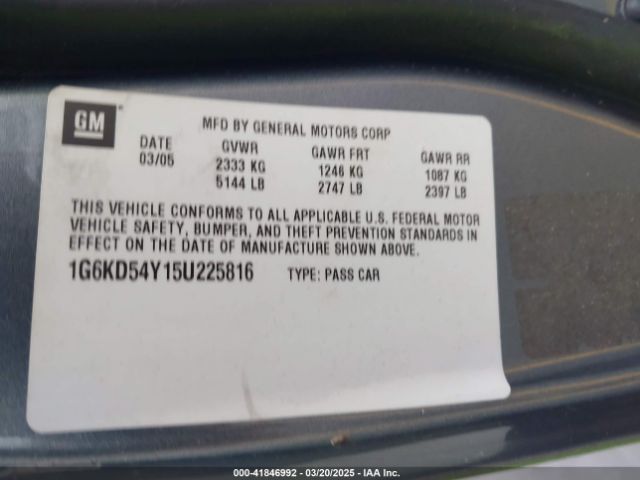 2005 CADILLAC DEVILLE 1G6KD54Y15U225816 Photo 8