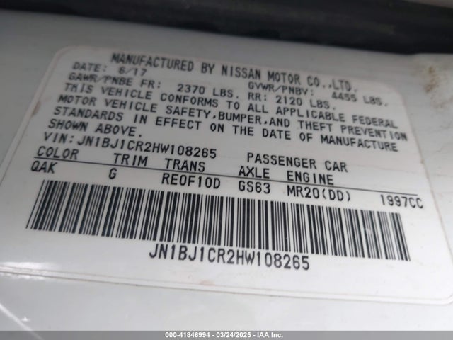 JN1BJ1CR2HW108265 Nissan Rogue Sport S