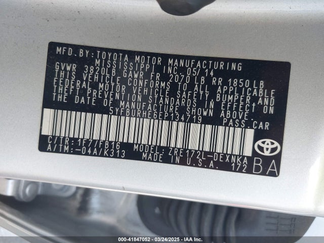 5YFBURHE6EP134719 Toyota Corolla Le Plus