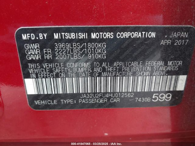 2017 MITSUBISHI LANCER JA32U2FU4HU012562 Photo 8