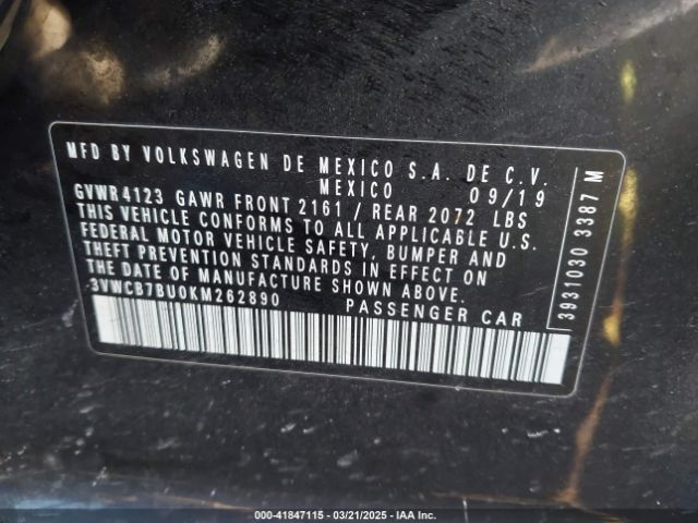 3VWCB7BU0KM262890 Volkswagen Jetta 1.4t R-line/1.4t S/1.4t Se