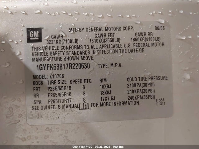 2007 CADILLAC ESCALADE 1GYFK63817R220630 Photo 8