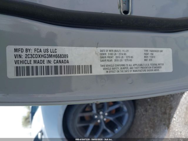 2C3CDXHG3MH668389 Dodge Charger Gt Rwd