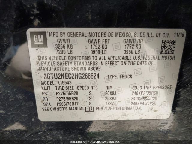 3GTU2NEC2HG266624 GMC Sierra 1500 Slt
