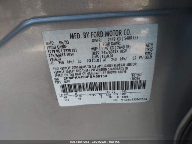 2FMPK4J99PBA56150 Ford EDGE SEL
