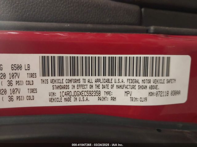 1C4RDJDGXEC592358 Dodge DURANGO LIMITED