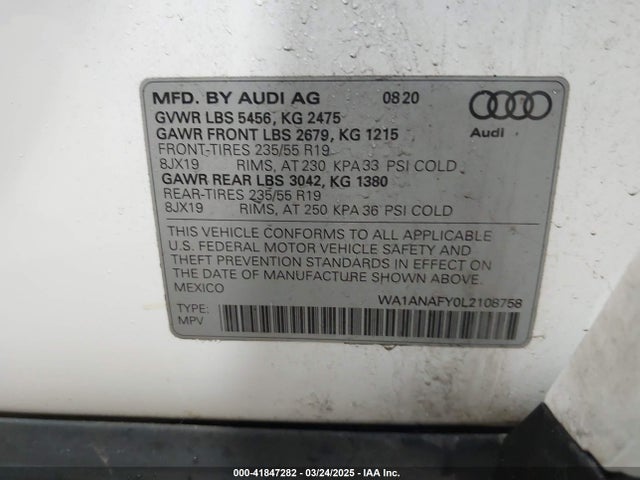 2020 AUDI Q5 WA1ANAFY0L2108758 Photo 8