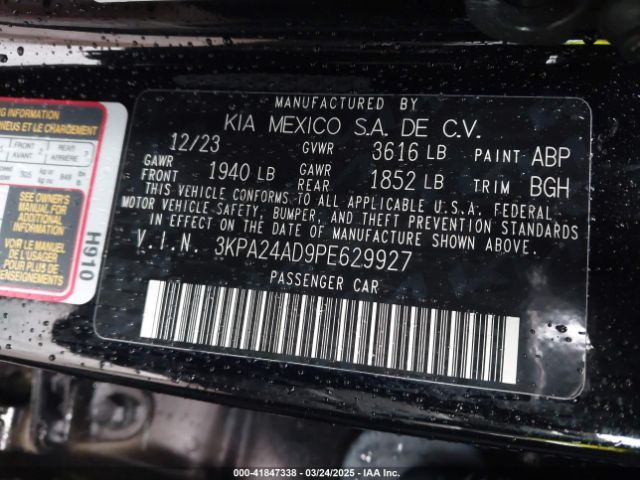3KPA24AD9PE629927 KIA RIO S