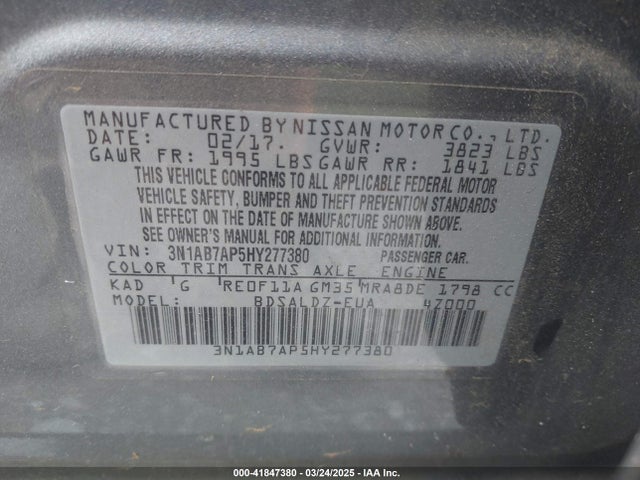 3N1AB7AP5HY277380 Nissan SENTRA SV