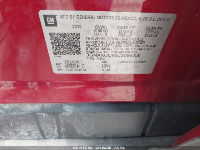 3GNAXUEV6LS586350 Chevrolet Equinox Awd Lt 1.5l Turbo