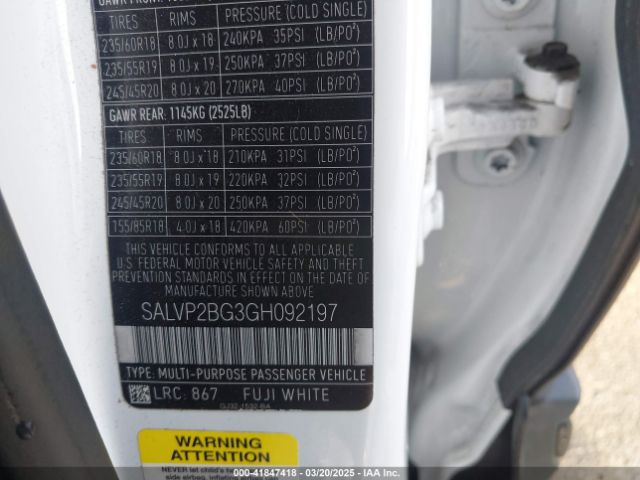 SALVP2BG3GH092197 Land Rover Range Rover Evoque Se/se Premium