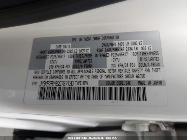 JM3KE2BY8G0787130 Mazda CX-5 SPORT