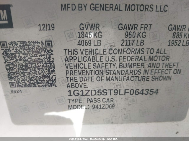 1G1ZD5ST9LF064354 Chevrolet Malibu Fwd Lt