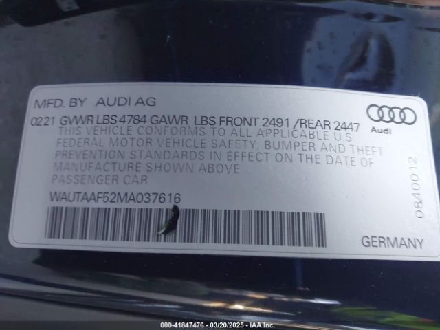 2021 AUDI A5 WAUTAAF52MA037616 Photo 8