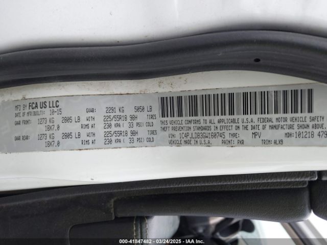 1C4PJLDB3GW160745 Jeep Cherokee Limited