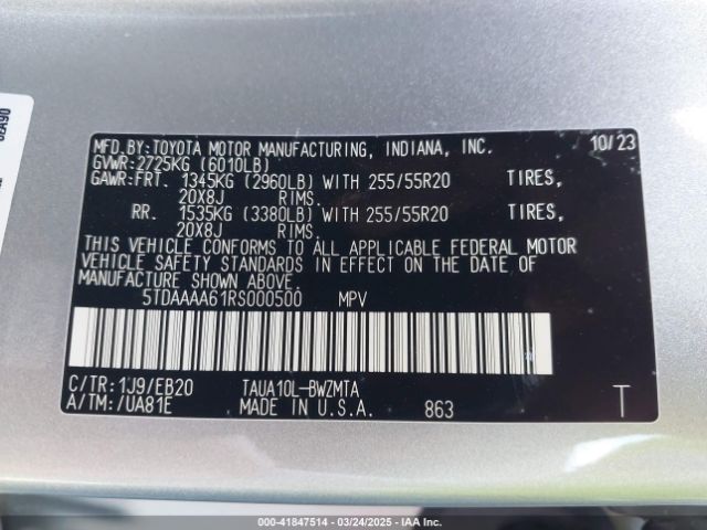 5TDAAAA61RS000500 Lexus Tx 350 Premium