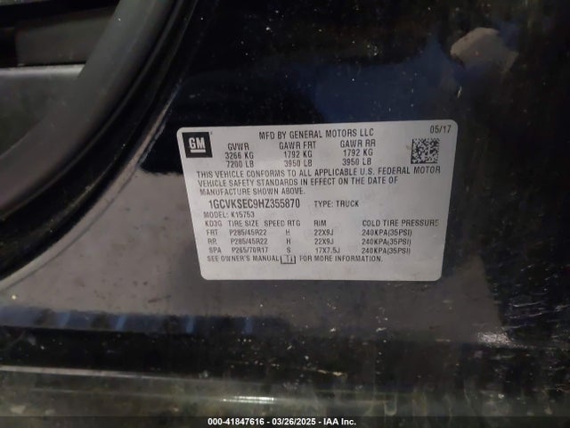 1GCVKSEC9HZ355870 Chevrolet Silverado 1500 1lz