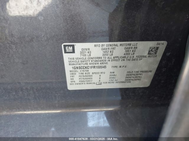 1GNSCCKC1FR168945 Chevrolet Tahoe Ltz