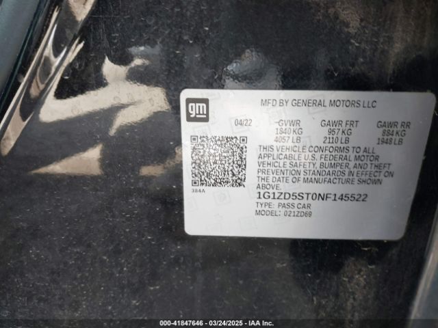 1G1ZD5ST0NF145522 Chevrolet Malibu Fwd Lt